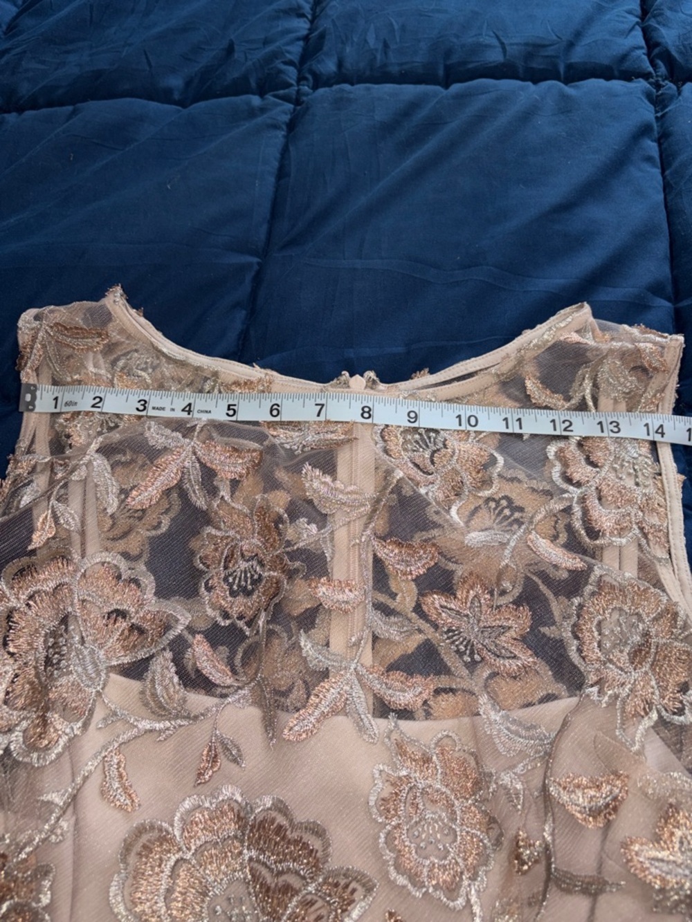 Alex Evenings Rose Gold Embroidered Evening Dress - Picture 6 of 8